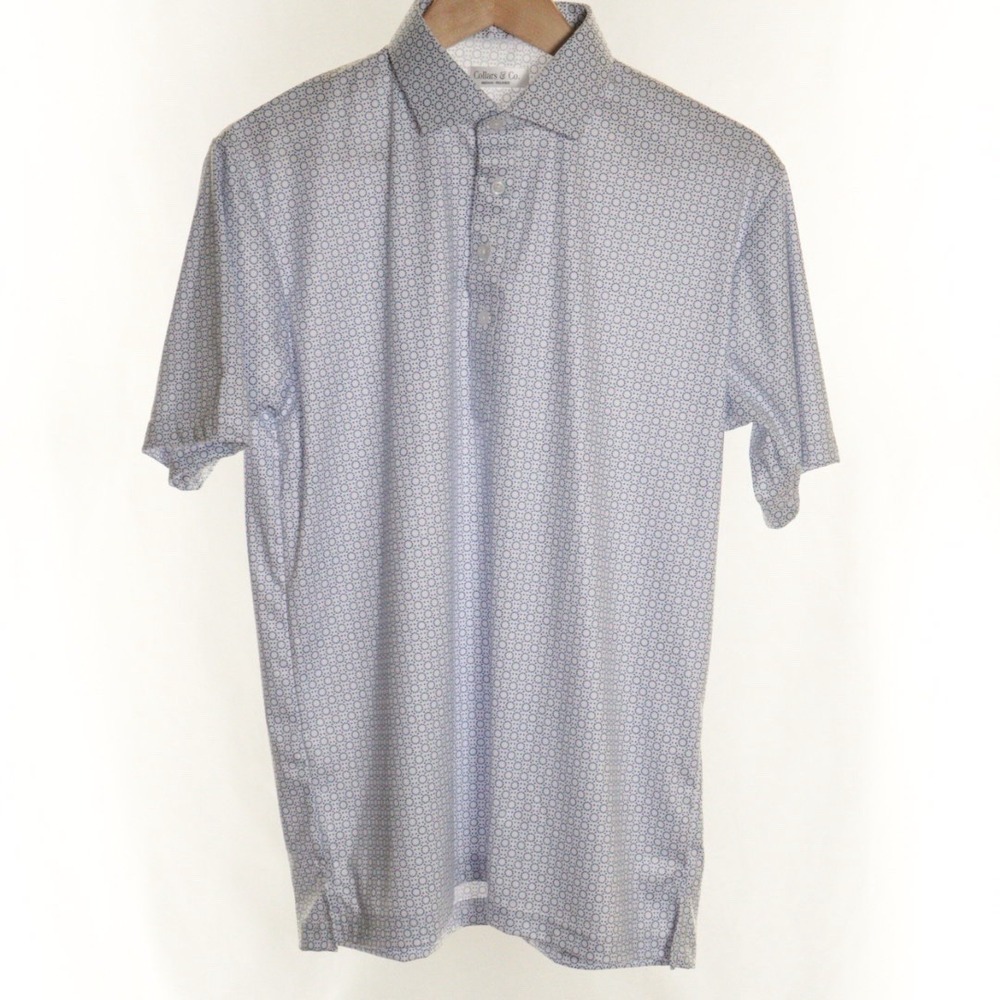 Collars & Co Polo Men M Relax White Performance Dress Collar Short Sleeve Shirt